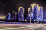 大桥城市夜景道路灯光流光摄影