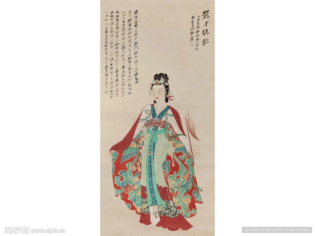 张大千工笔国画人物