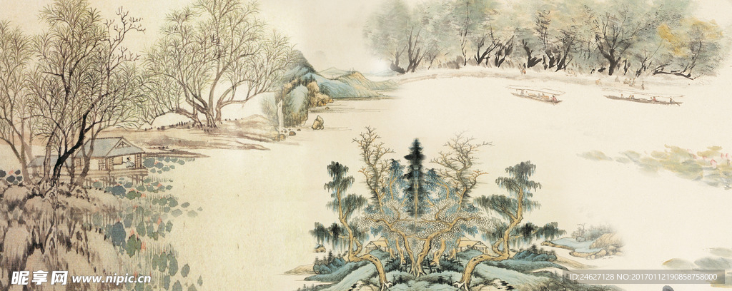 词：山水 山水风景 巨幅山水画