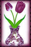 手绘紫色郁金香花瓶