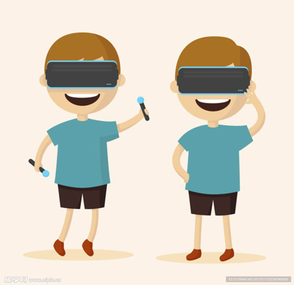 戴VR虚拟现实眼镜的男孩