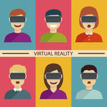 戴VR虚拟现实眼镜表情