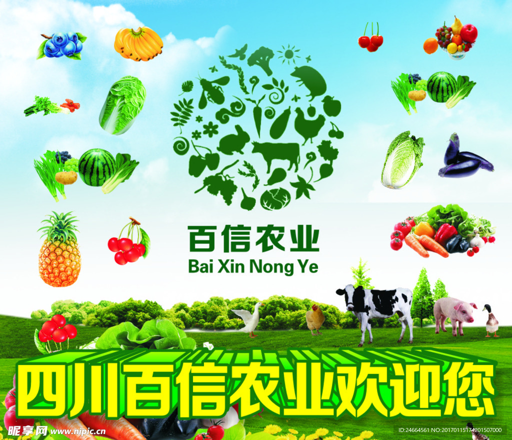农场背景动物蔬菜