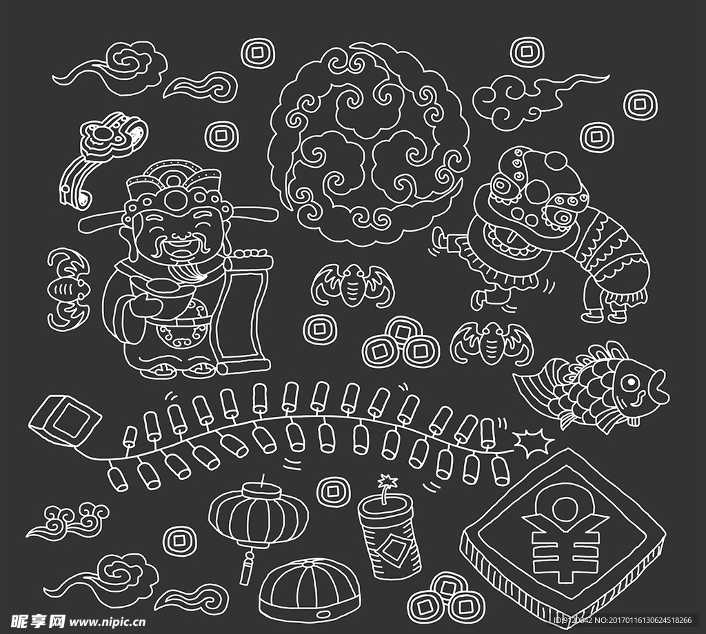 春节新年手绘元素
