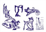 矢量古典女性人物线条