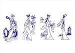 矢量古典女性人物线条