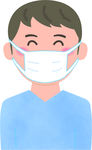 插画口罩男孩
