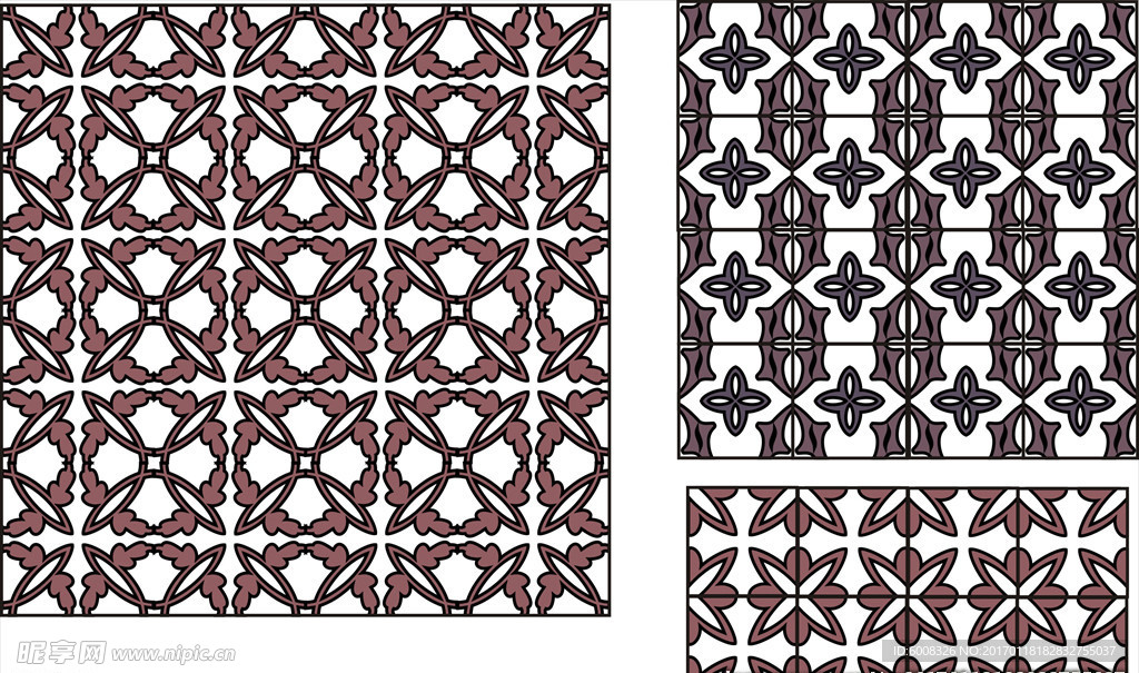 矢量花窗隔断背景图案