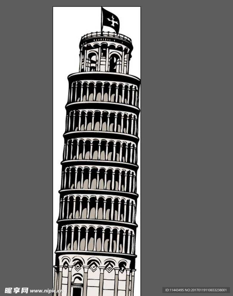 比萨斜塔插画