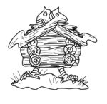 卡通素描木屋