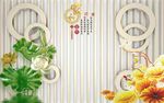 3D圆圈浮雕荷花素材