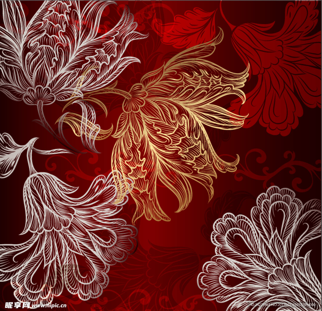 高清红色花纹背景jpg素材背景素材免费下载(图片编号:5052813)-六图网