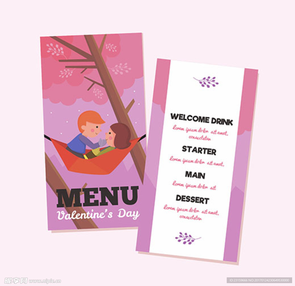 卡通情人节菜单