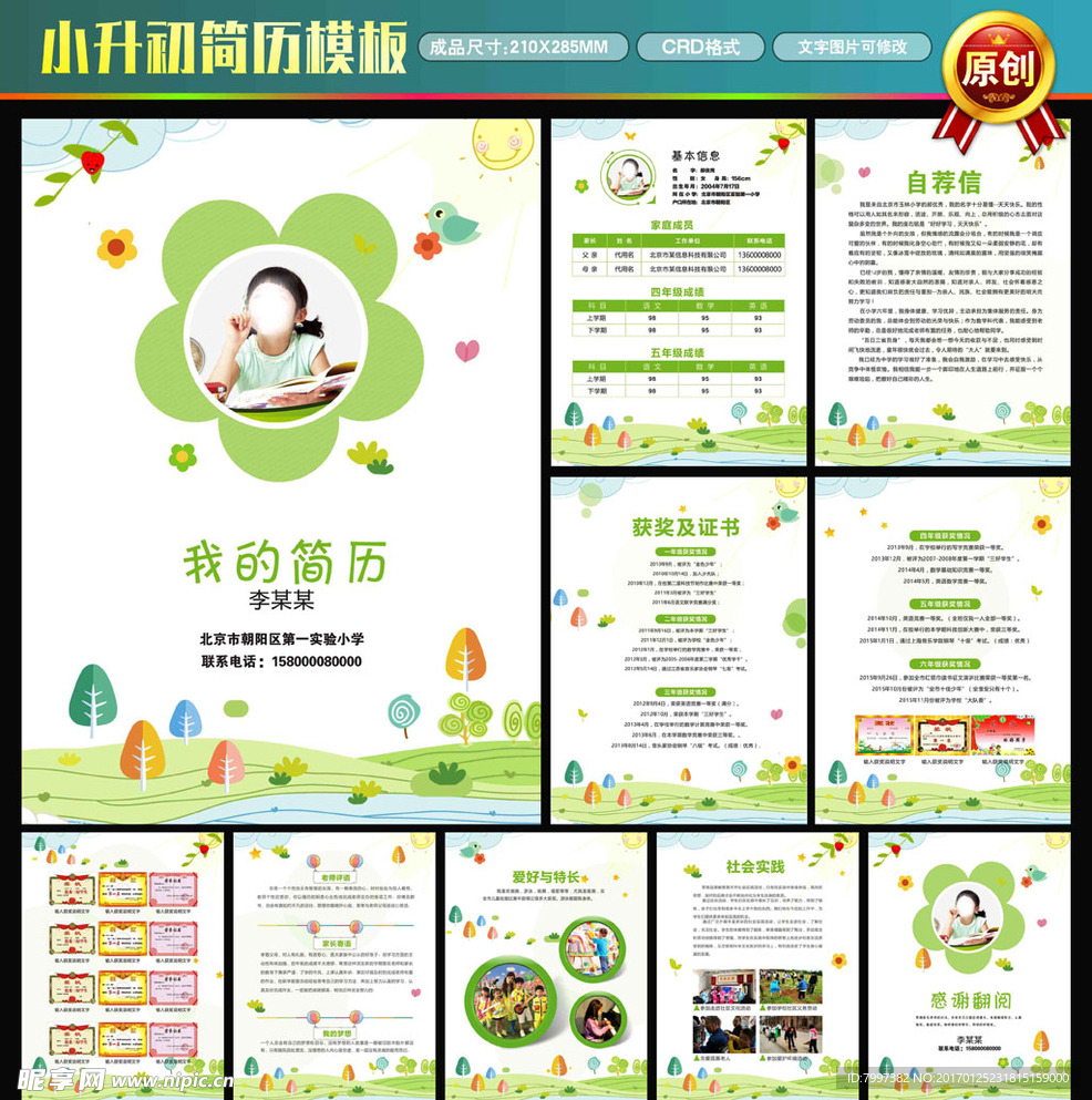 卡通风格小升初简历