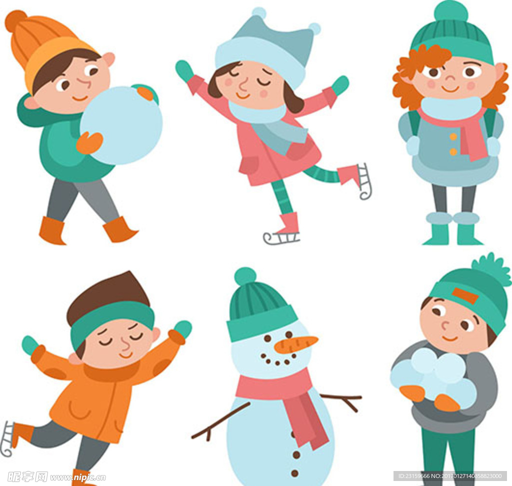 儿童节快乐玩雪的孩子