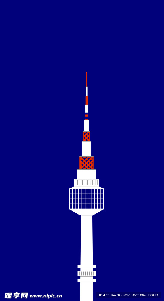 韩国首尔塔南山塔矢量绘制版