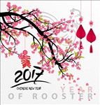 2017年鸡年梅花花枝贺卡矢量