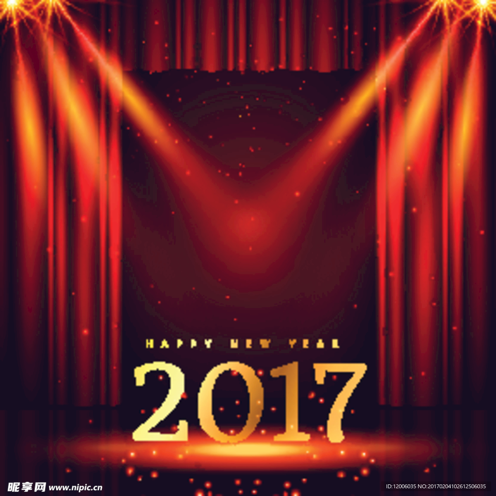 红色帷幕2017新年舞台背景