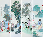 国画人物条屏