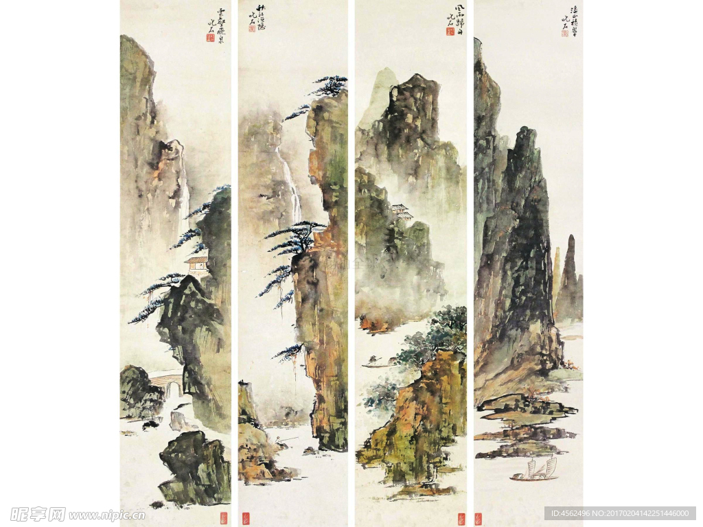山水画条屏