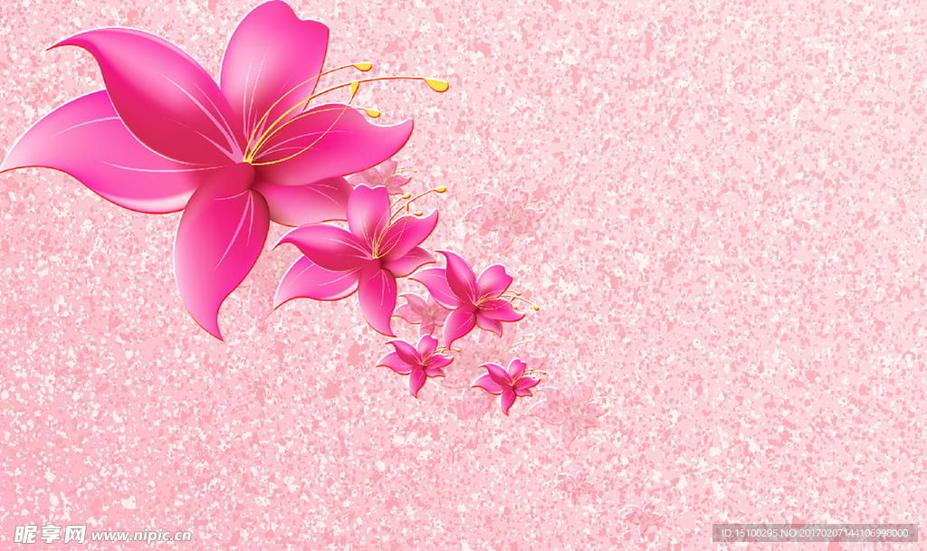 手绘唯美花朵背景墙