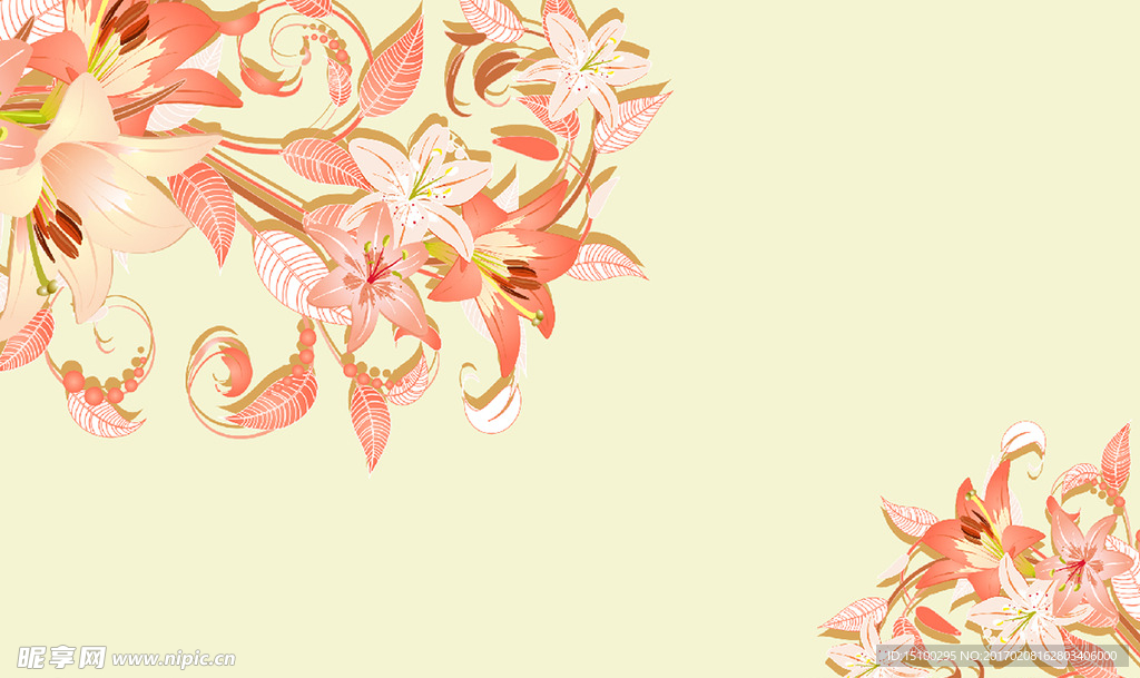 百合花卉花朵背景墙