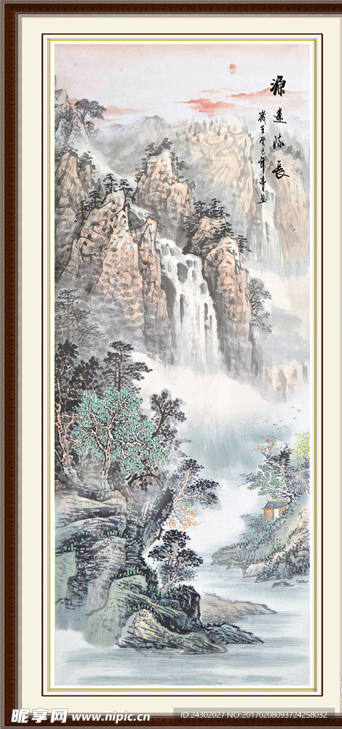 中式山水国画玄关背景墙