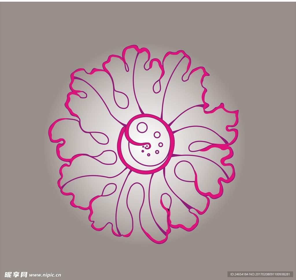线描花卉