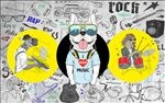 潮流时尚动物音乐背景墙