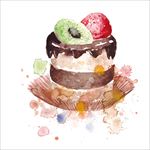 水果蛋糕水彩画