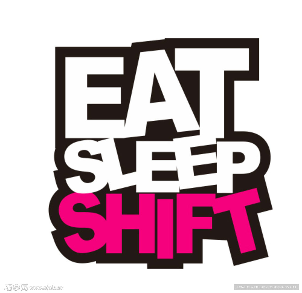 EAT SLEEP 贴纸图案の