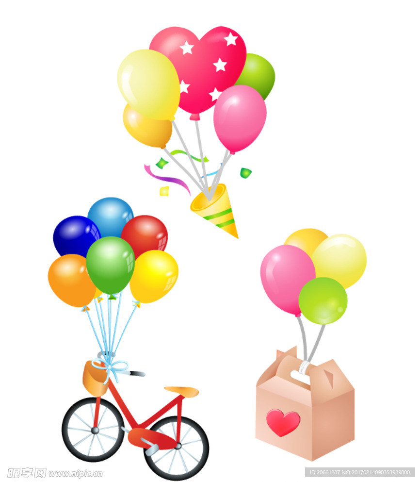 自行车 气球 纸盒
