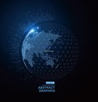 科技感数字地球点线构成世界