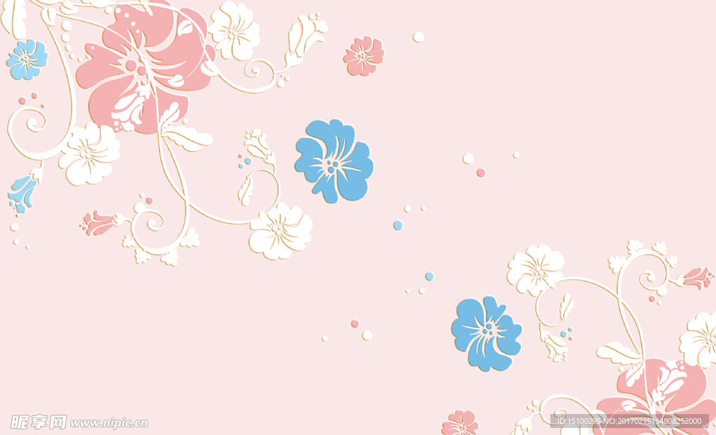手绘浮雕花朵背景墙