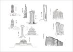 城市建筑矢量线稿