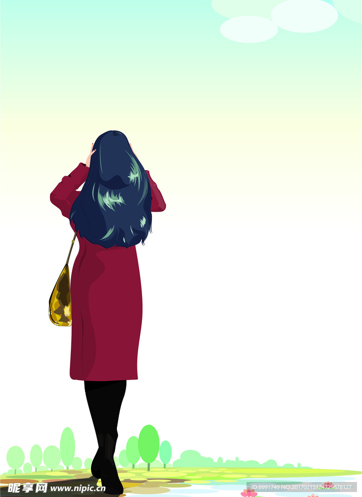 美女背影