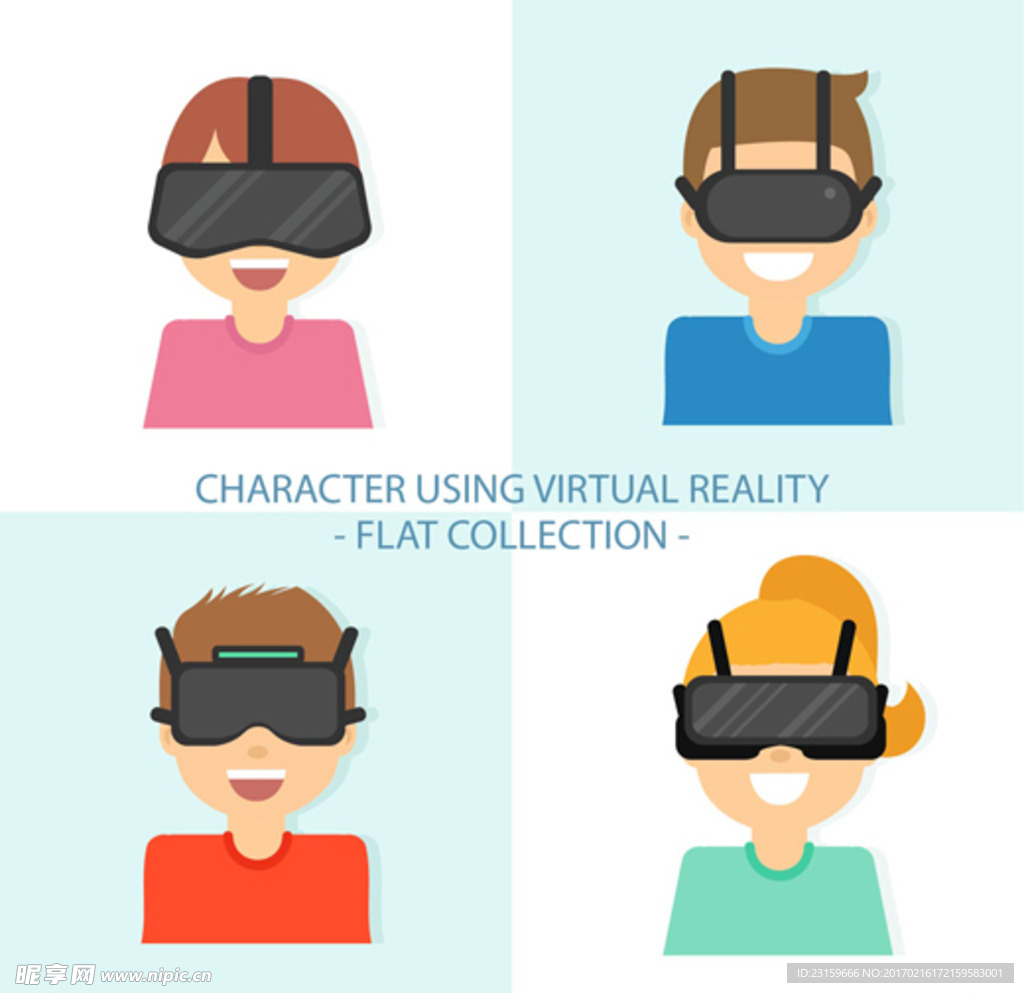 卡通戴VR虚拟现实眼镜孩子