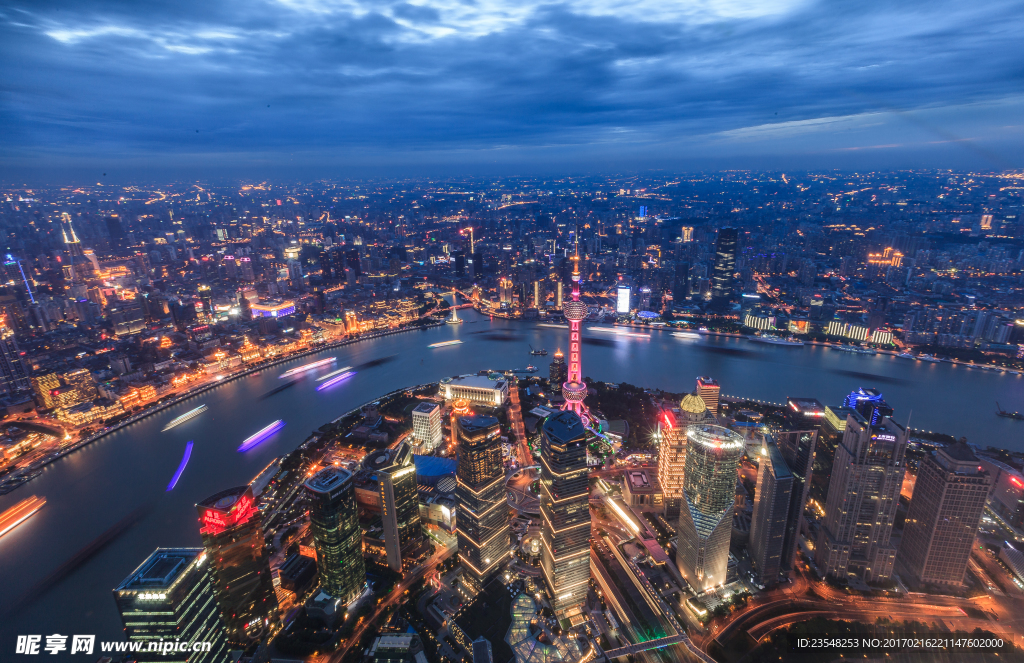 上海陆家嘴金融外滩夜景