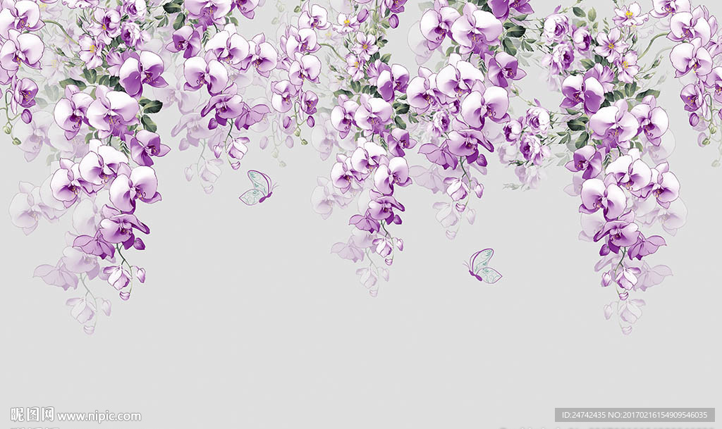 紫藤花背景墙