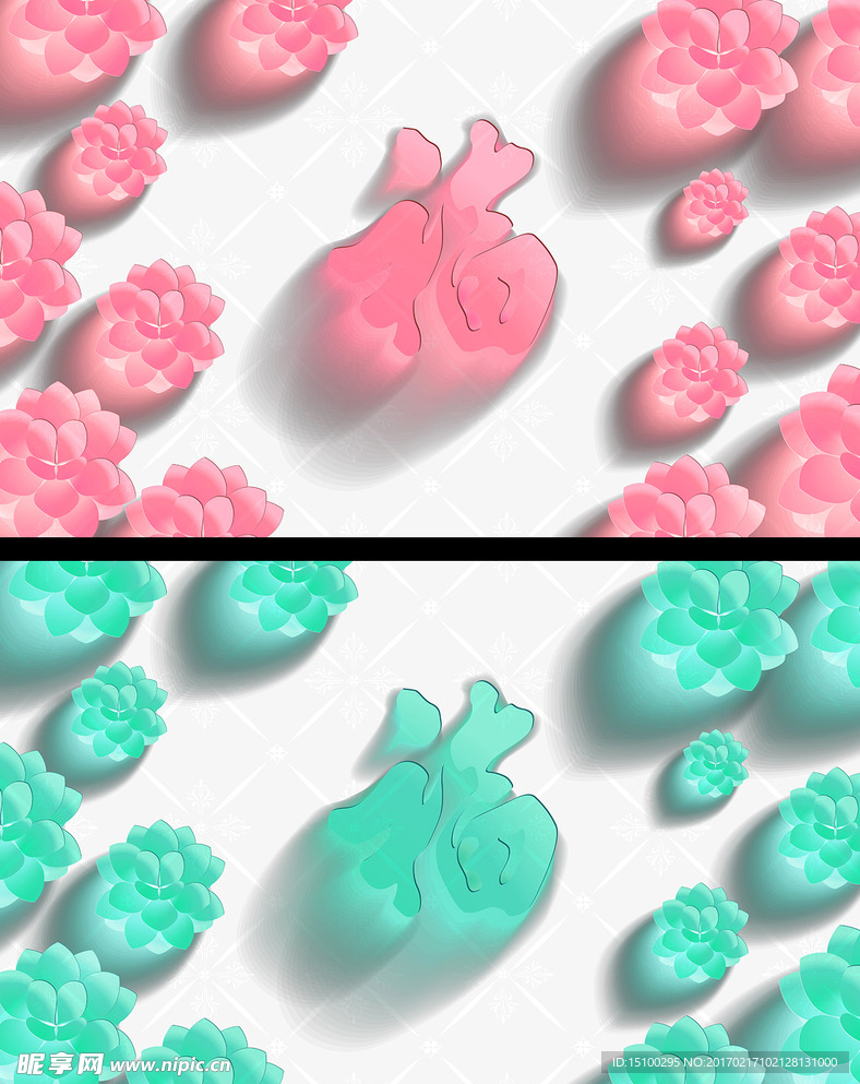绿色3D立体福现代简约电视背景