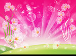 梦幻浪漫粉色透明白色花朵背景墙