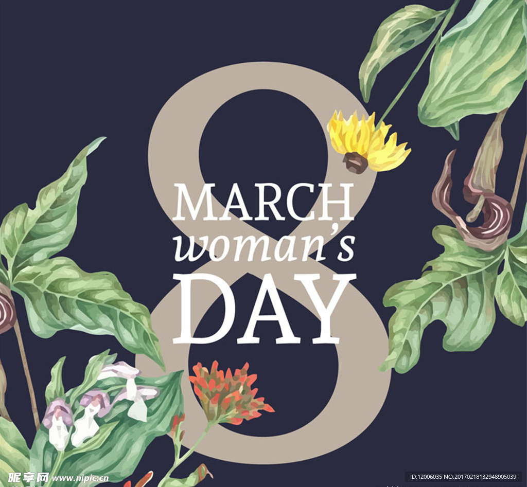 彩色花卉妇女节贺卡矢量素材