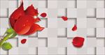 3D红玫瑰立体方块背景墙