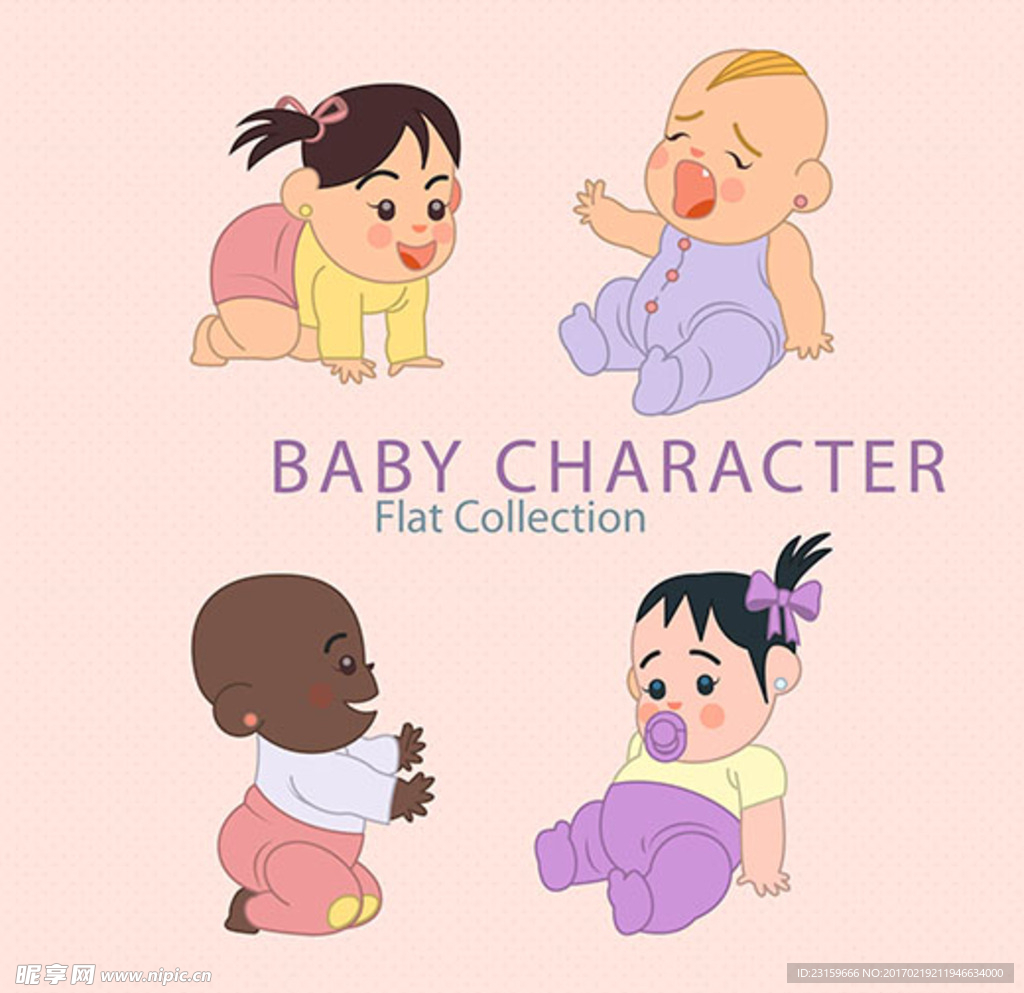 卡通各肤色母婴儿童女宝宝