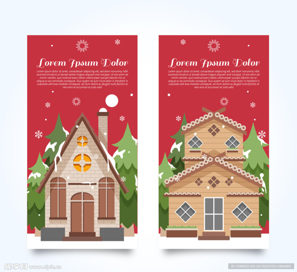 2款雪中的房屋banner矢量