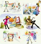 水墨风格时尚人物插画图片