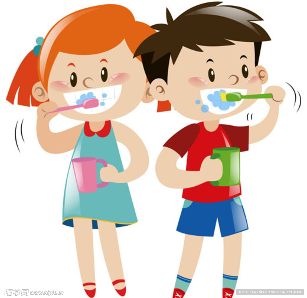 卡通用牙刷刷牙的儿童设计图__儿童幼儿_人物图库_设计图库_昵图网nipic.com