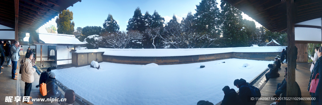 京都龙安寺,全景,枯山水