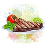 水彩蔬菜牛肉
