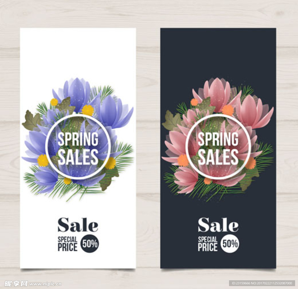 两款春季促销打折花卉海报